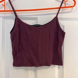 Brandy Melville Burgundy Ribbed Cropped Spaghetti Strap Tank Top‎
